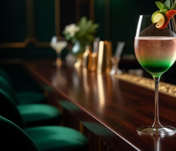 Cocktail signature coloré servi dans un verre élégant
