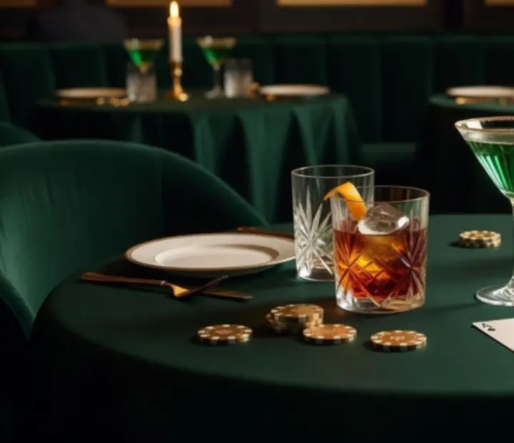 Table de restaurant avec cocktail et lumière tamisée