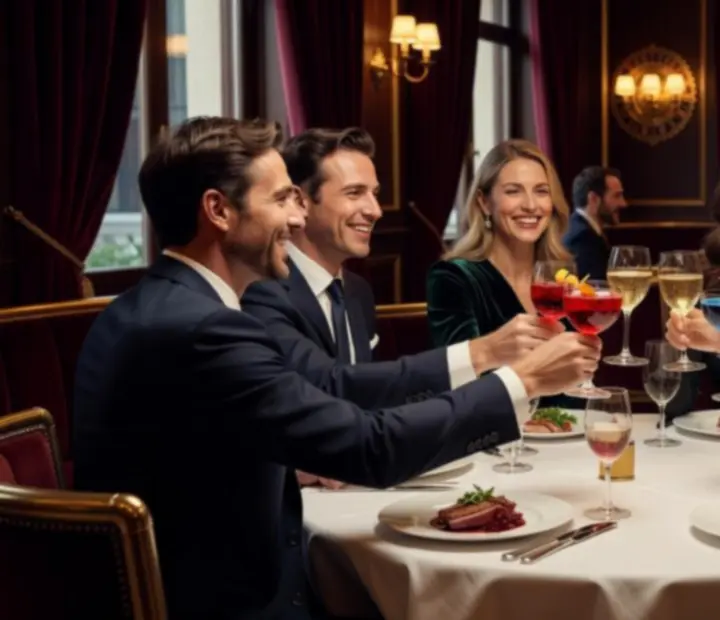 Vue d'ensemble d'un événement au restaurant Sélection Classement avec tables dressées et lumière tamisée