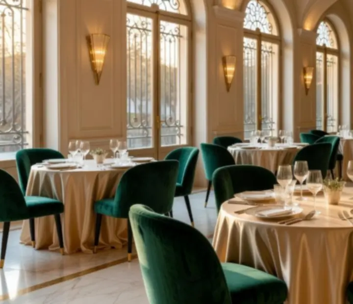 Salle élégante préparée pour un événement au restaurant Sélection Classement